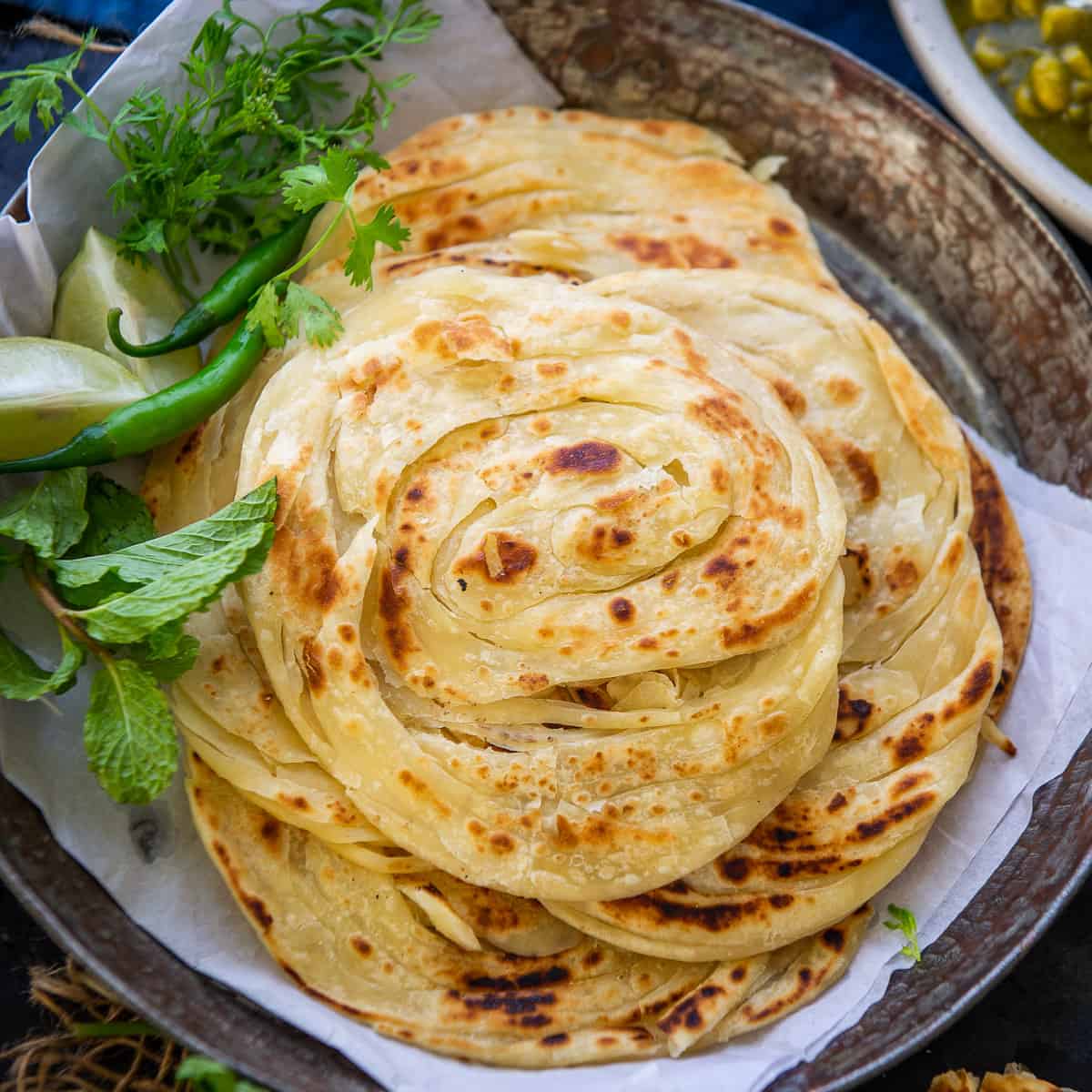 Flaky Malabar paratha served at KRS Indian Kilkenny